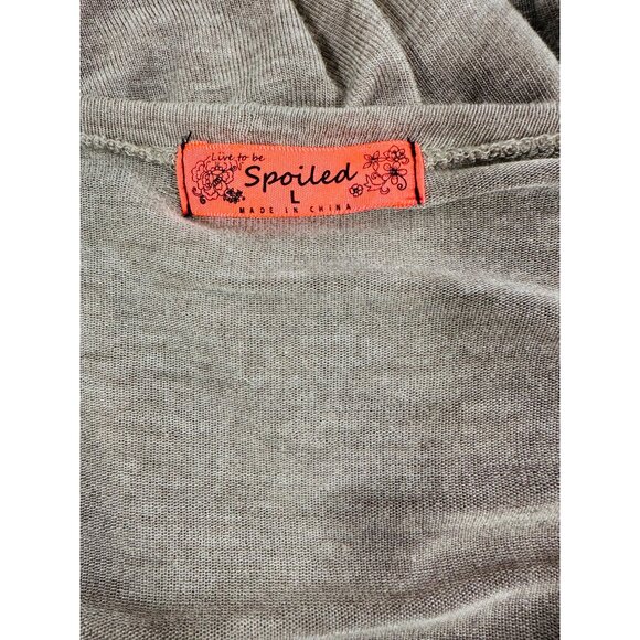 Spoiled Taupe Long Sleeve Top With Lace Accents Lightweight Scoop Neck Womens M - Picture 10 of 11